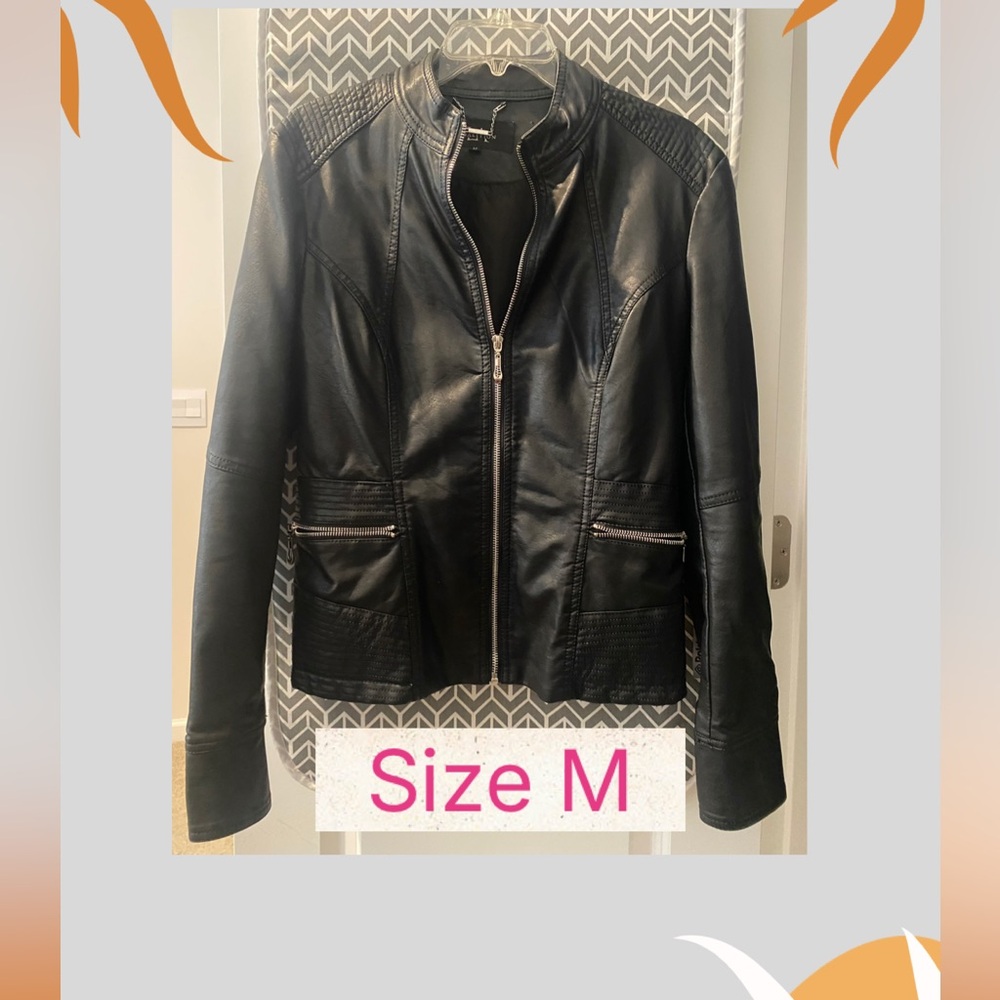 LA Coalition Faux Leather Black Zip Up Jscket Size M